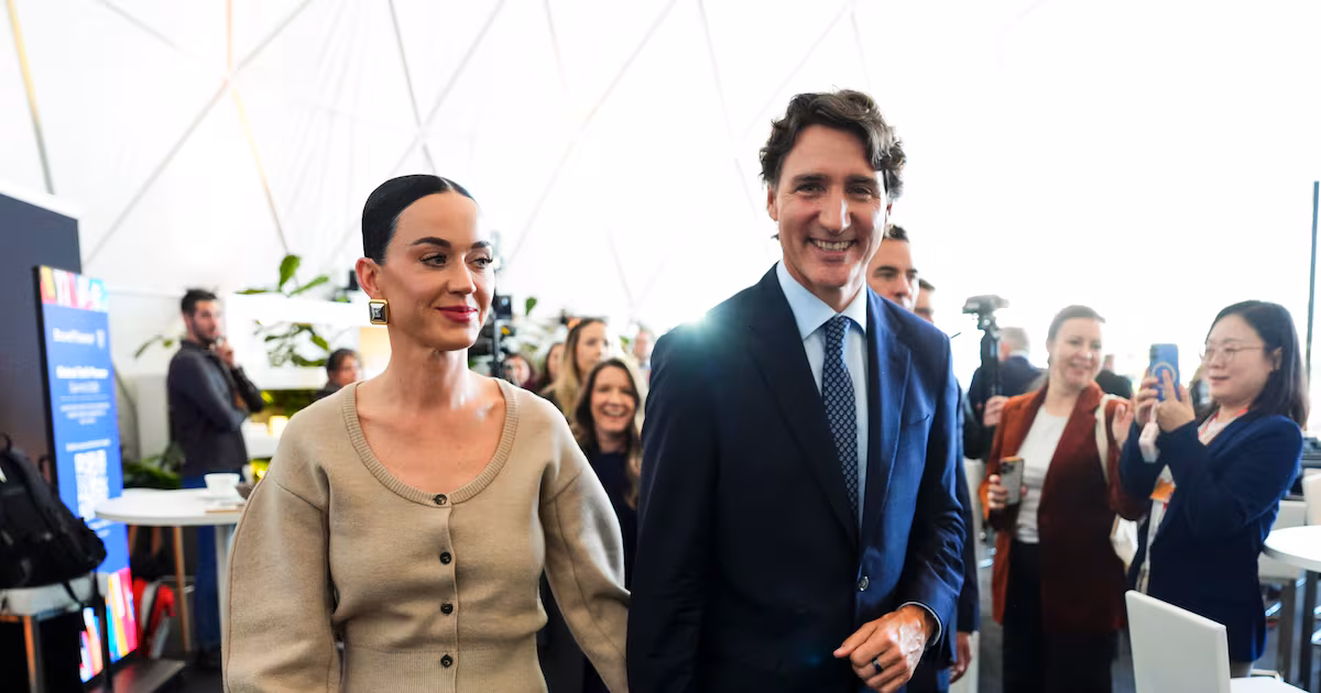 Justin Trudeau stresses soft power at Davos as Katy Perry watches from front row